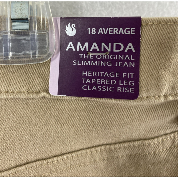 Gloria Vanderbilt Amanda Jeans Women Size 18 Tan Denim Tapered Leg High Rise Mom - Picture 4 of 14